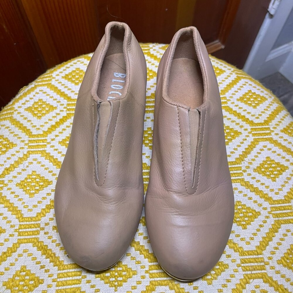 BLOCH Childrens Tap Flex Slip On Leather Tap Shoes Size 5M Tan
